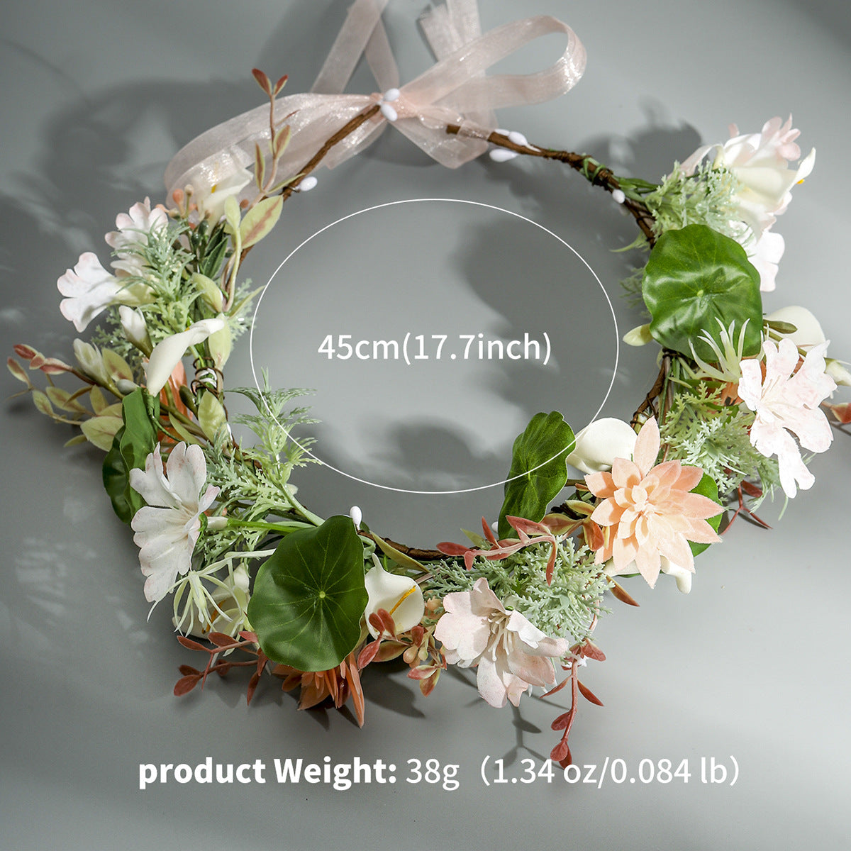 Floral Fabric Hairband Bridal Wedding Photo Shoot Accessory - White