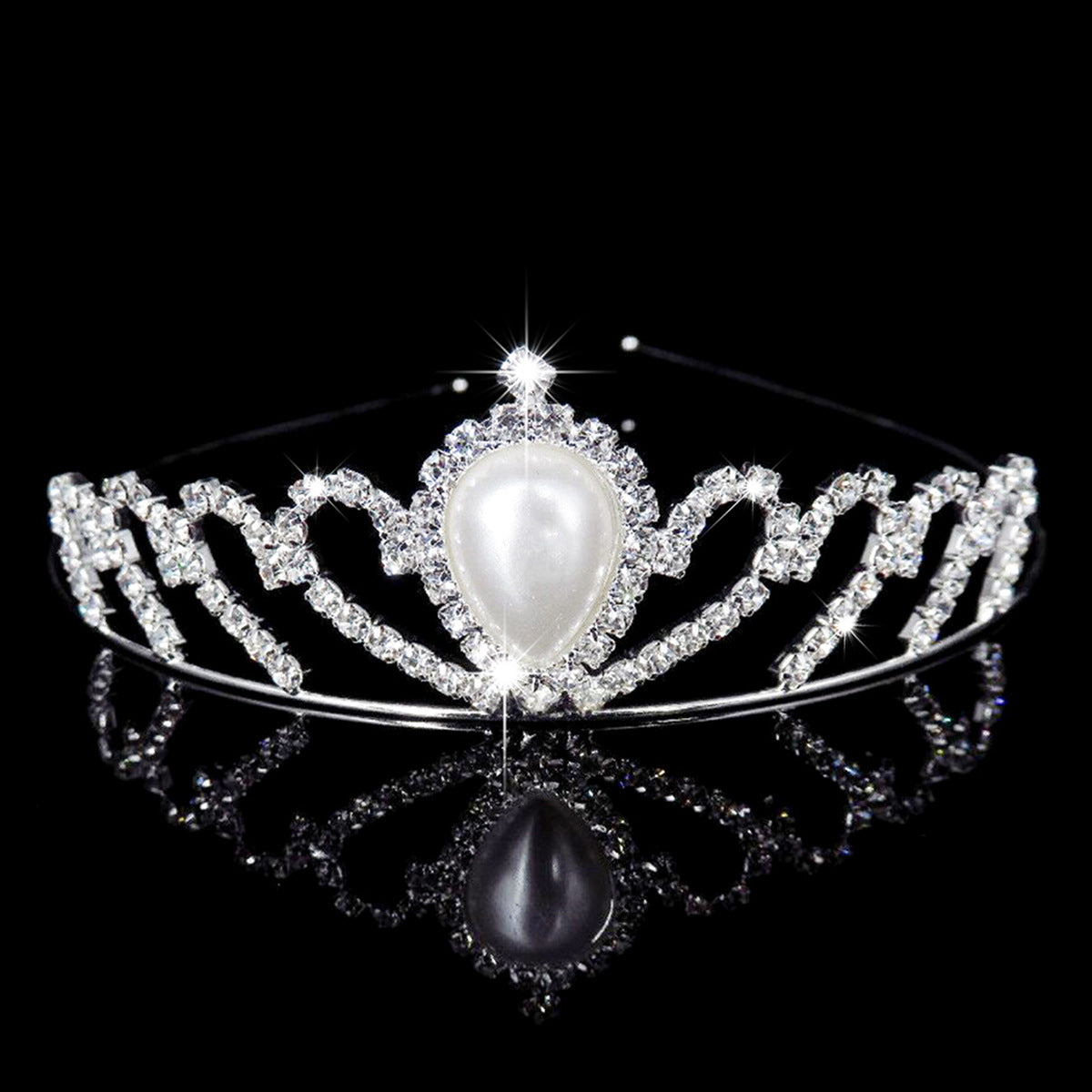 Women's Elegant Bridal Rhinestone & Pearl Crown Headband