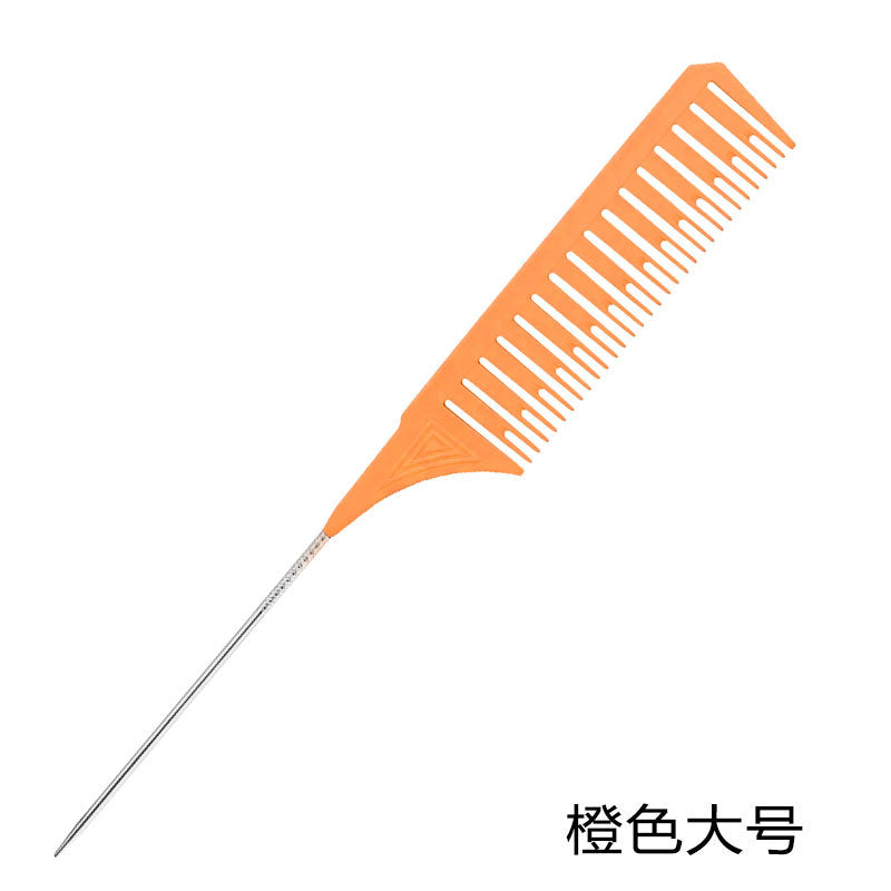 Simple Solid Color ABS Hair Comb with Steel Needle Tip for Salon and Dyeing