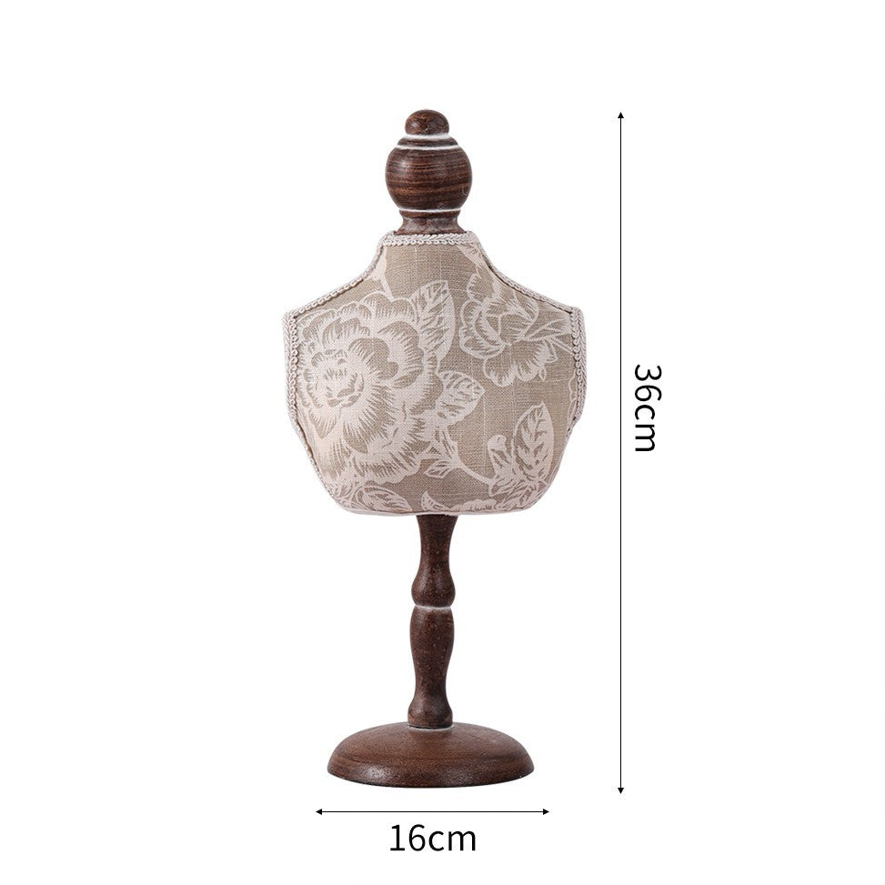 Elegant Solid Wood Lace Jewelry Display Bust