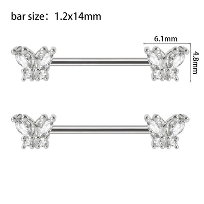 Simple Style Flower & Butterfly Zircon Stainless Steel Body Chain Piercing Jewelry