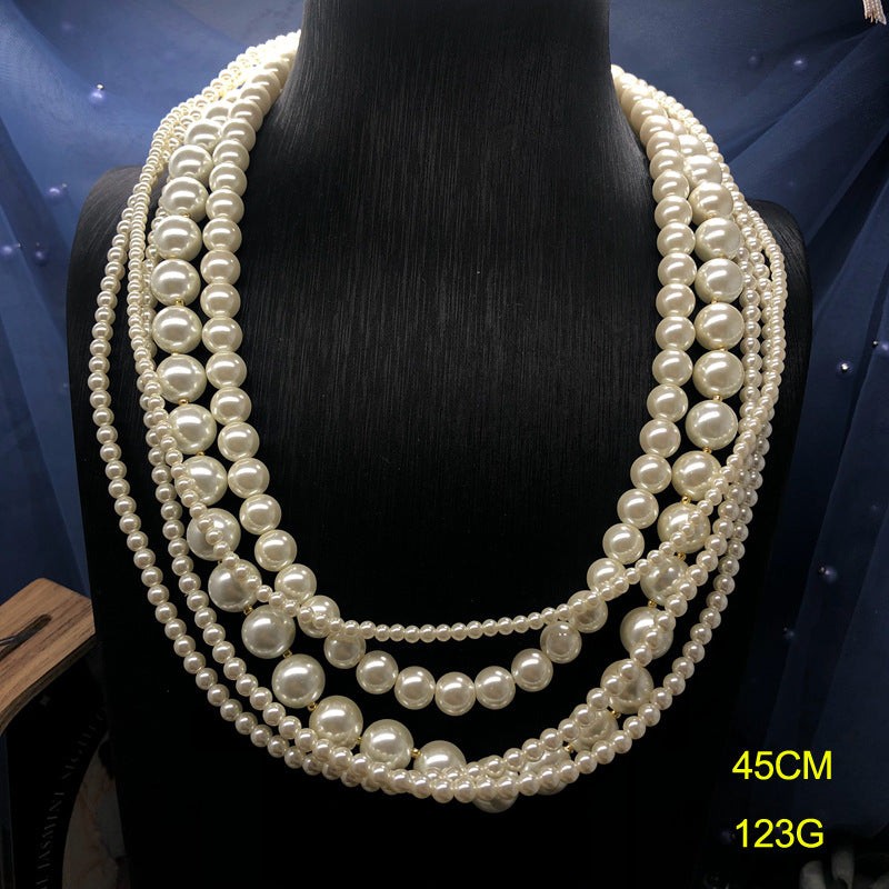 Elegant Vintage Style Irregular Imitation Pearl Nylon Metal Wholesale Layered Necklaces