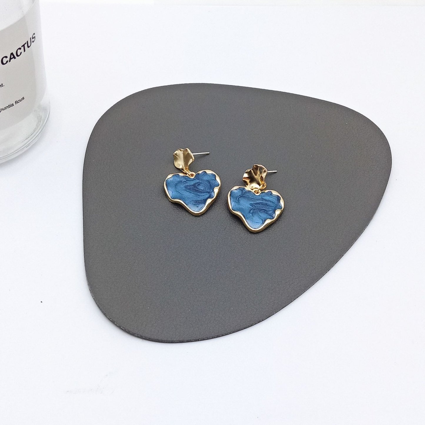 Fashion Heart Shape Alloy Enamel Ear Clips Ear Studs