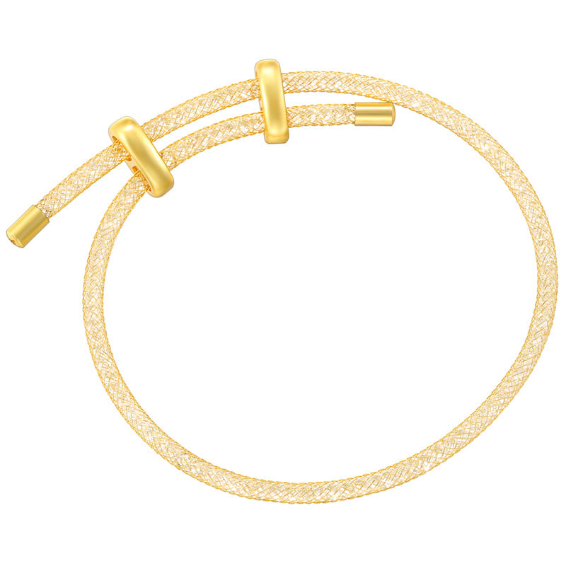 18K Gold Plated Zircon Tennis Bracelet with Adjustable Mesh Band