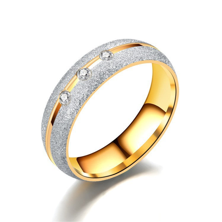 Stainless Steel U Shape Diamond Inlaid Couple Rings