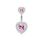 Heart Shape Zircon Inlay Stainless Steel Belly Ring Set