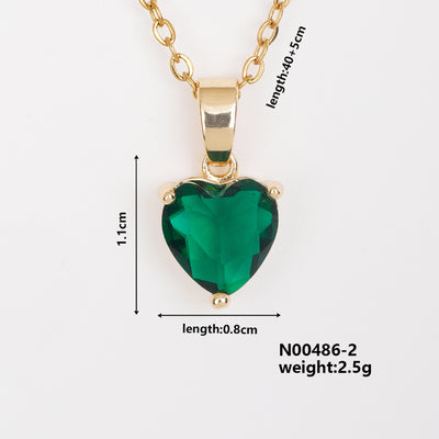 Elegant Heart Shape Gold Plated Zircon Pendant Necklace