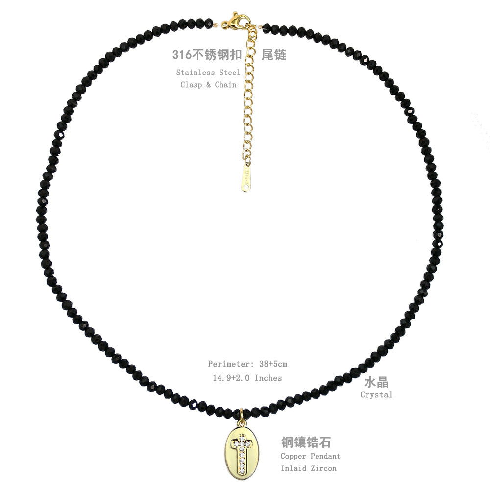 Vacation Style Stainless Steel Freshwater Pearl and Crystal Beaded Women's Pendant Necklace