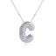 Elegant Zircon Letter Pendant Necklace - 304 Stainless Steel with Copper Plating