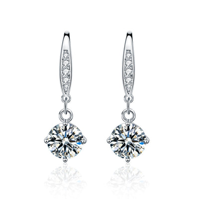 Elegant Geometric Sterling Silver Moissanite Drop Earrings