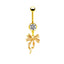 Elegant Bow Knot Belly Ring - 316 Stainless Steel with Rhinestones and Gold Plating