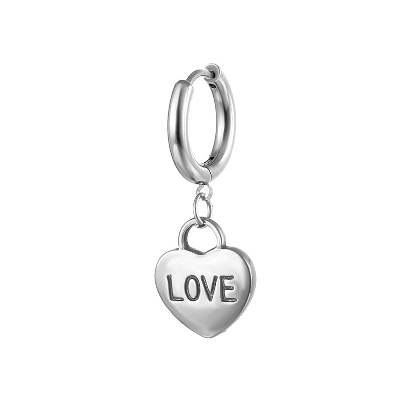 Geometric Heart Pistol Stainless Steel Hoop Earrings for Men