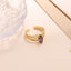 Elegant Oval Zircon Inlay 18K Gold Plated Adjustable Stainless Steel Ring