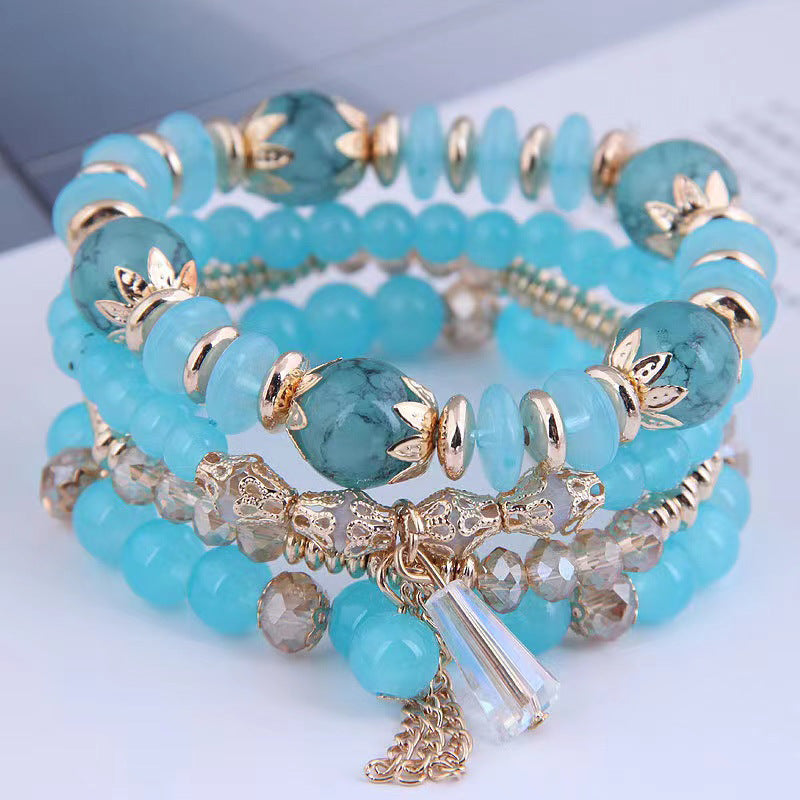 Bohemian Multi-Layer Beaded Tassel Bracelet for Women