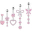 Heart Shape Zircon Inlay Stainless Steel Belly Ring Set