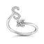 Fashion Adjustable Silver Zircon Letter Ring