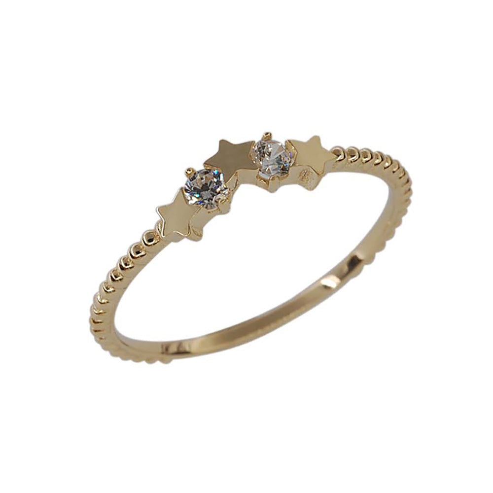 Simple Star Sterling Silver Zircon 14K Gold Plated Ring