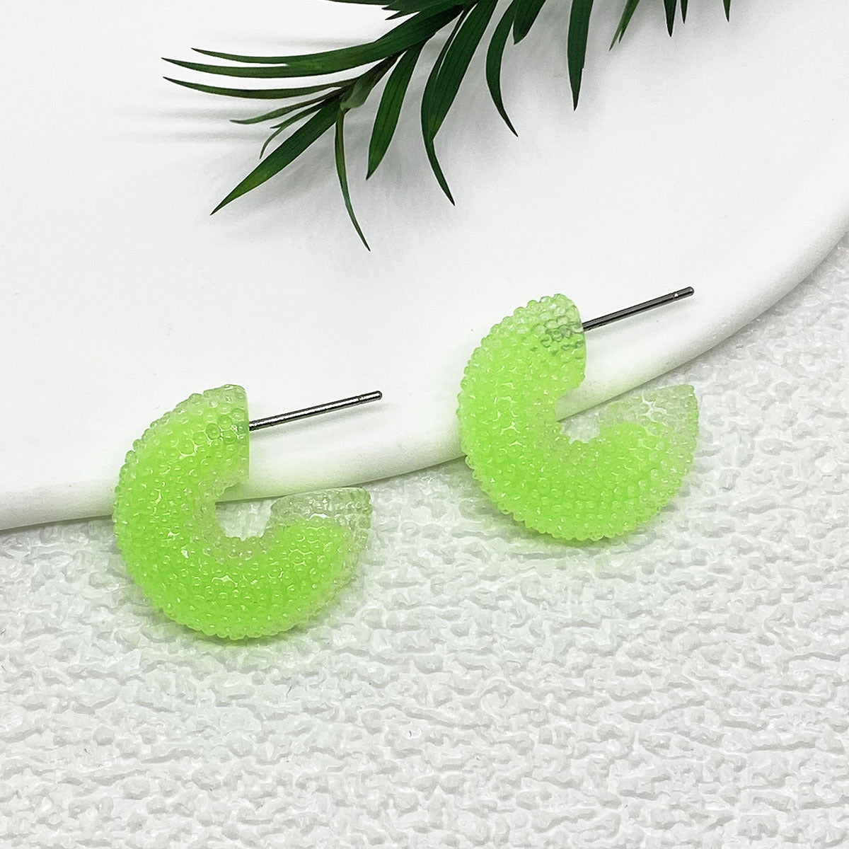 1 Pair Cute C Shape Acrylic Candy Color Earrings