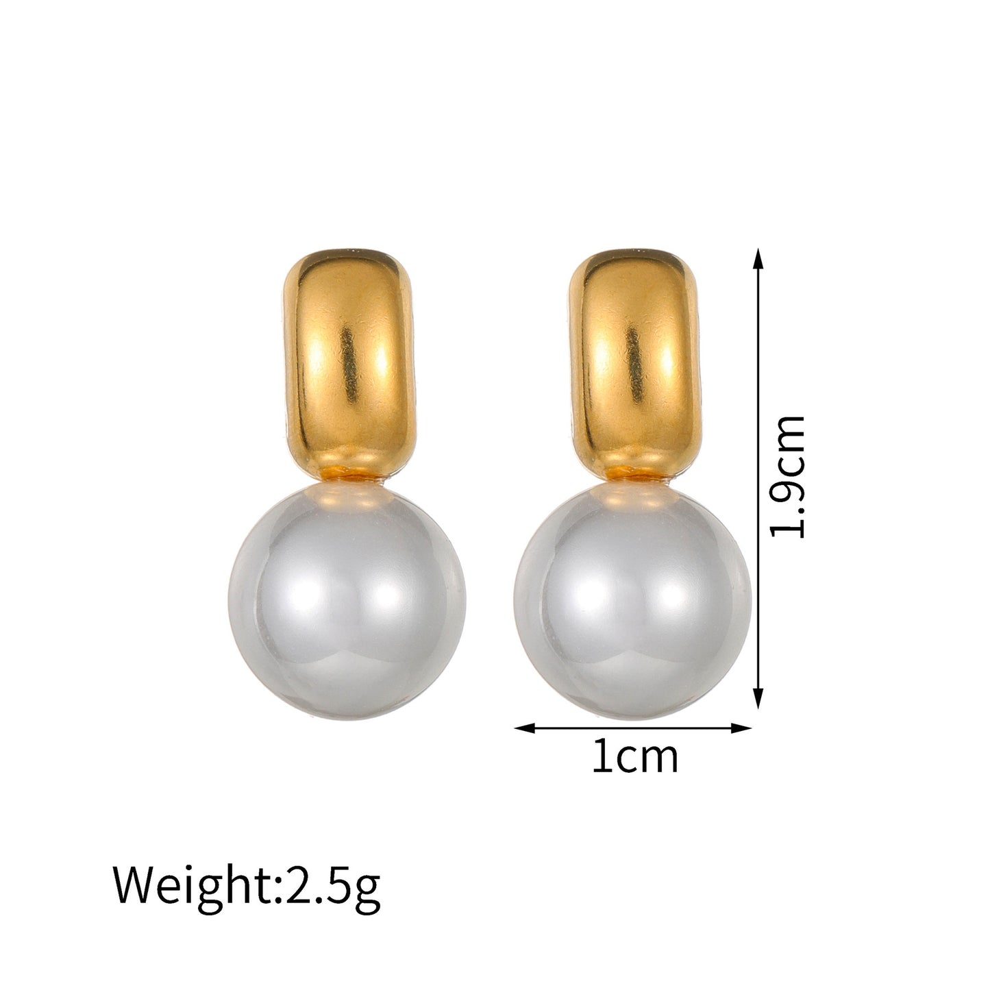 1 Pair Minimalist Heart Shape 18K Gold Plated Stainless Steel and Baroque Pearl Stud Earrings