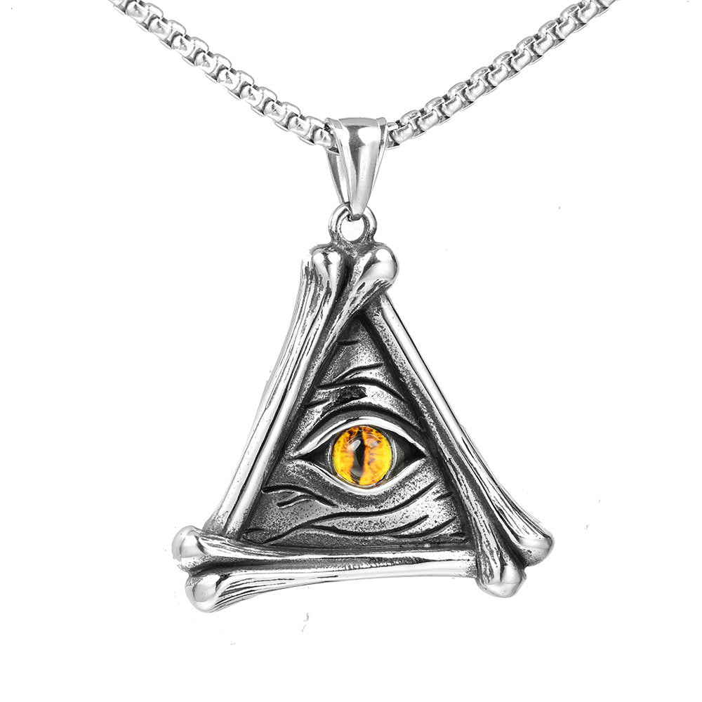 Hip-Hop Retro Devil's Eye Turquoise Stainless Steel Pendant Necklace
