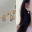 1 Pair Vintage Leaf Flower Bow Knot Pearl Zircon Clip-On Earrings