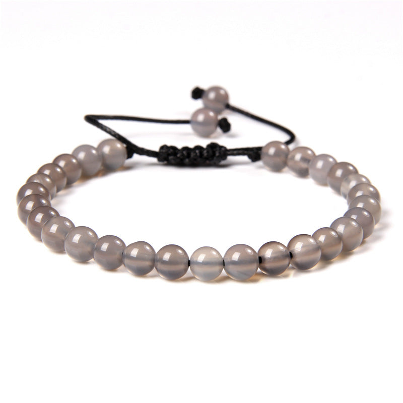 Ethnic Natural Stone Agate Beaded Adjustable Yoga Bracelet