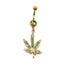 Elegant Sunflower Maple Leaf Rhinestone Inlay Belly Ring - Stainless Steel and Copper with White Gold Plating