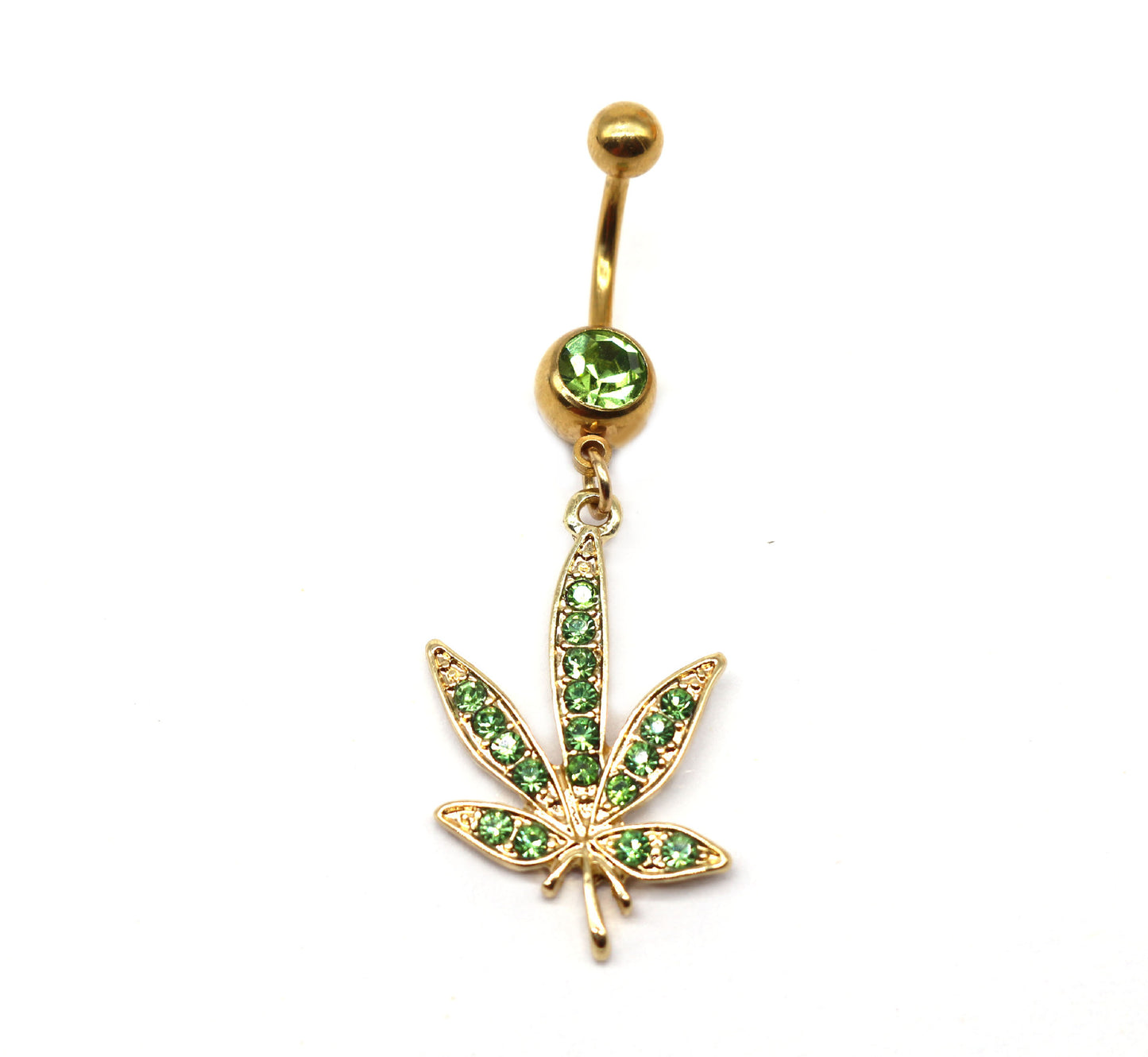 Elegant Sunflower Maple Leaf Rhinestone Inlay Belly Ring - Stainless Steel and Copper with White Gold Plating