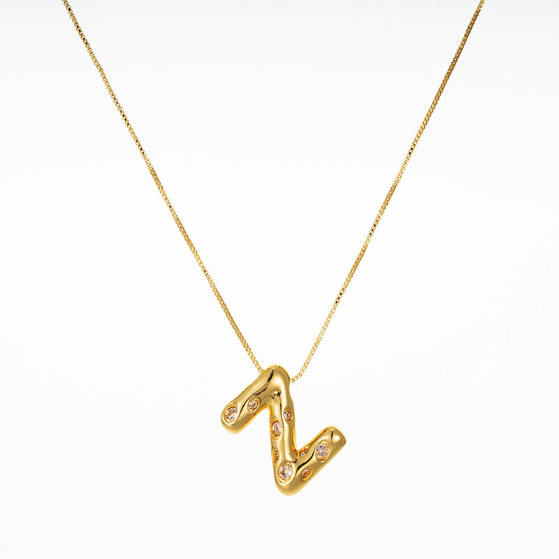 Elegant Gold Plated Zircon Letter Pendant Necklace - Minimalist Design