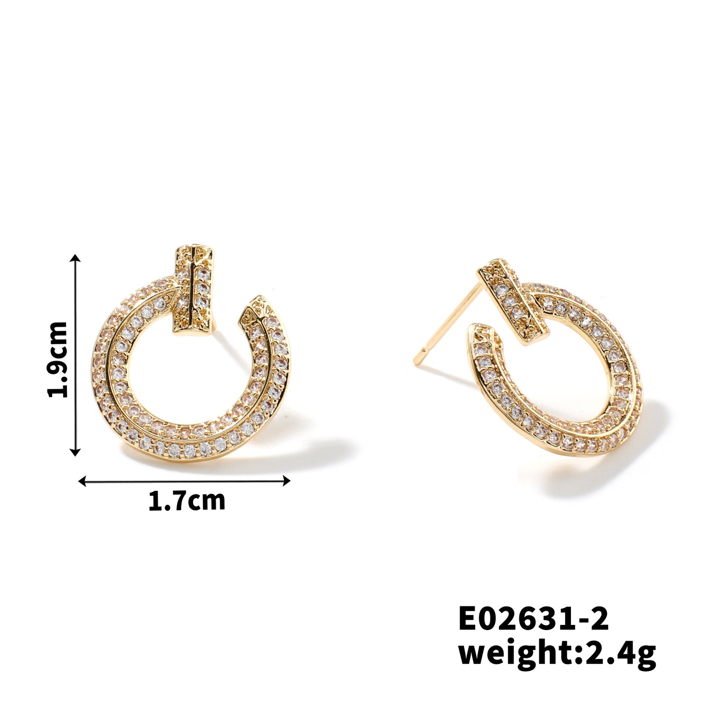 1 Pair Geometric Inlay Zircon K Gold Plated Rhodium Plated Ear Studs - Elegant Minimalist Design