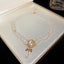 Elegant Korean Butterfly Rhinestone Pearl Choker Necklace