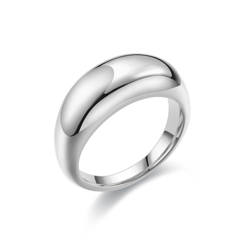 Simple Minimalist Titanium Steel Polished Plating Couple Rings