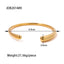 Elegant 18K Gold Plated Stainless Steel Open Bangle with Rhinestones