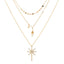 Fashion Micro-studded Skylight Star Pendant & Natural Freshwater Pearl Sunflower Multi-layer Necklace