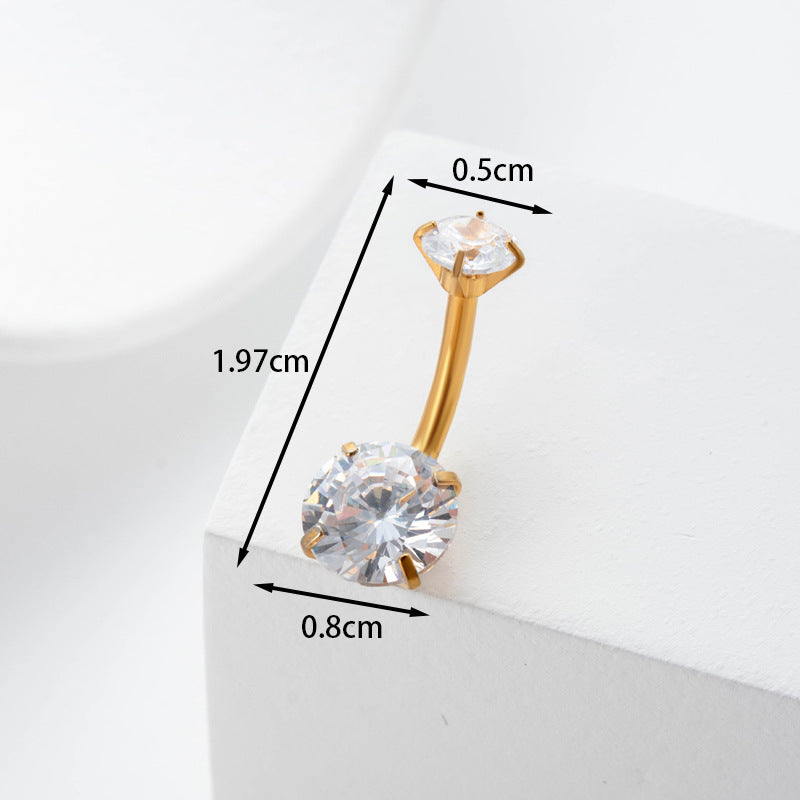 Fashion Star 316L Stainless Steel Zircon Gemstone Navel Ring