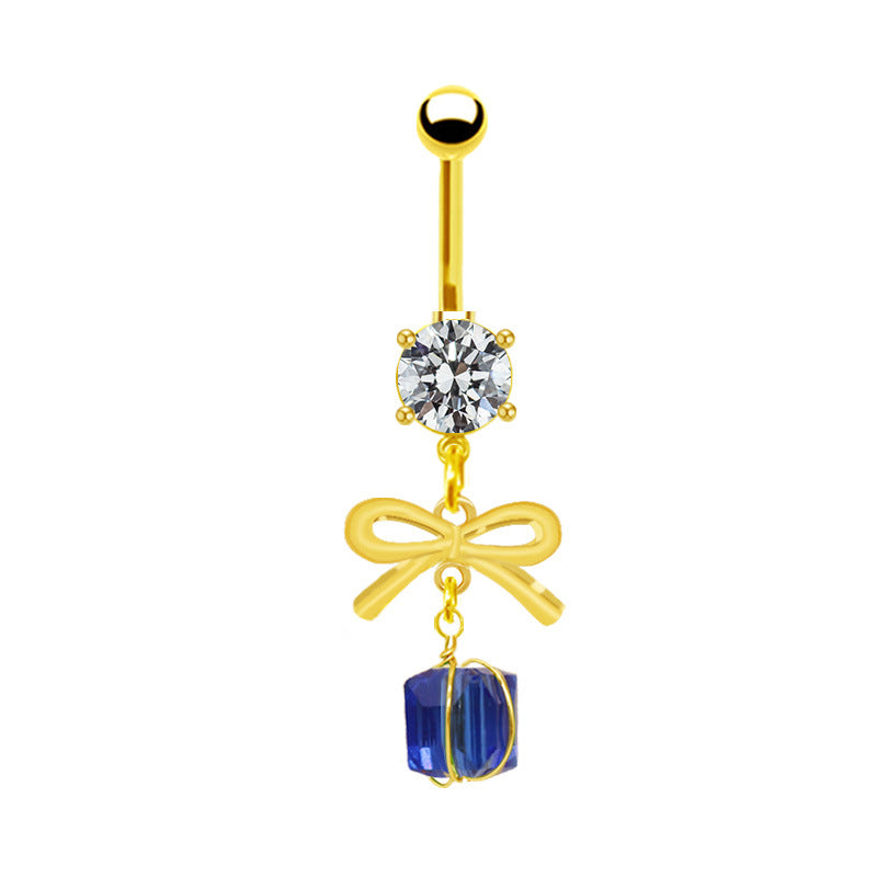 1 Piece Belly Rings Simple Style Bow Knot 316 Stainless Steel  Arylic Alloy Plating Inlay Acrylic Rhinestones Gold Plated