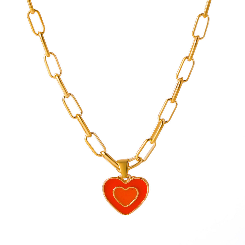 Fashion Double Heart Pendant Necklace - Minimalist Heart Charm Chain