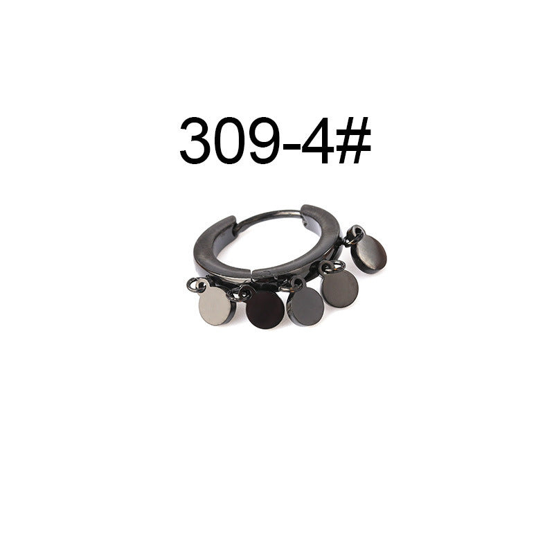 Ethnic Geometric Stainless Steel Cartilage Rings & Tassel Earrings Set