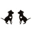 Fashion Stainless Steel Animal Ear Studs - Black Cat & Dog Design