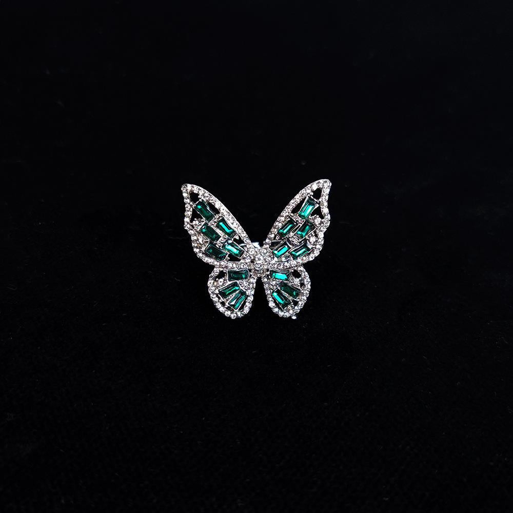 Fashion Rhinestone Butterfly Adjustable Women's Ring