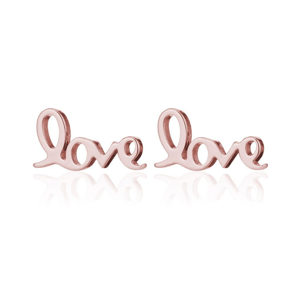 Simple Style Stainless Steel Letter Stud Earrings - Babygirl Angel Design