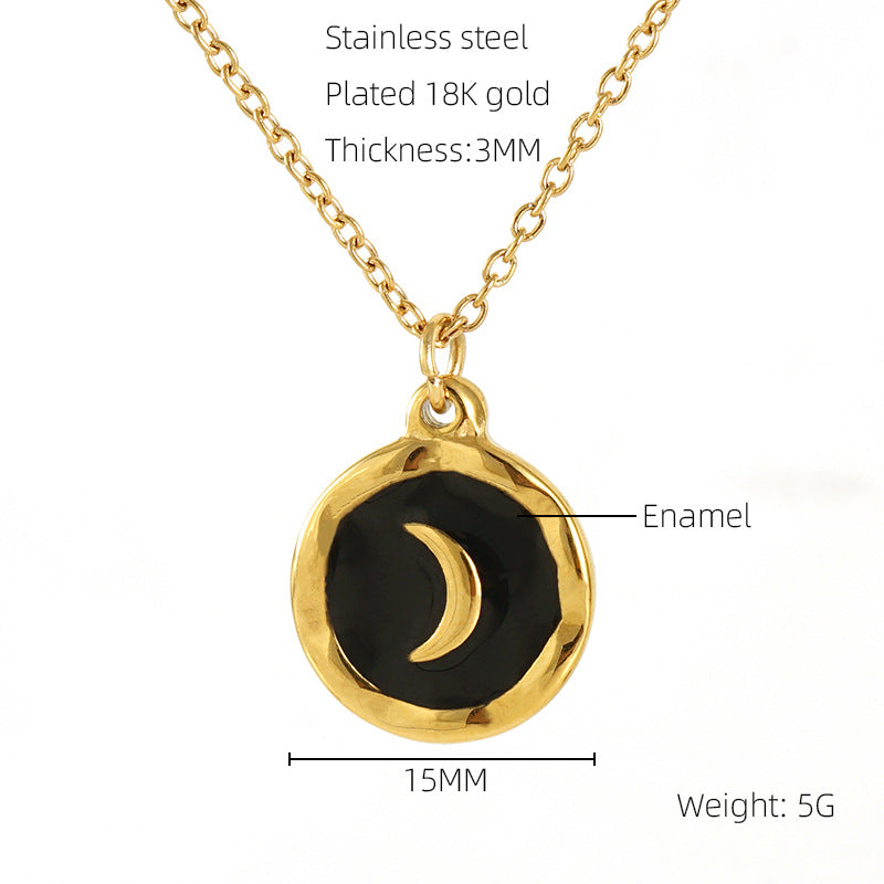 Wholesale Hip-Hop Commute Cool Style Moon Stainless Steel 18K Gold Plated Pendant Necklace