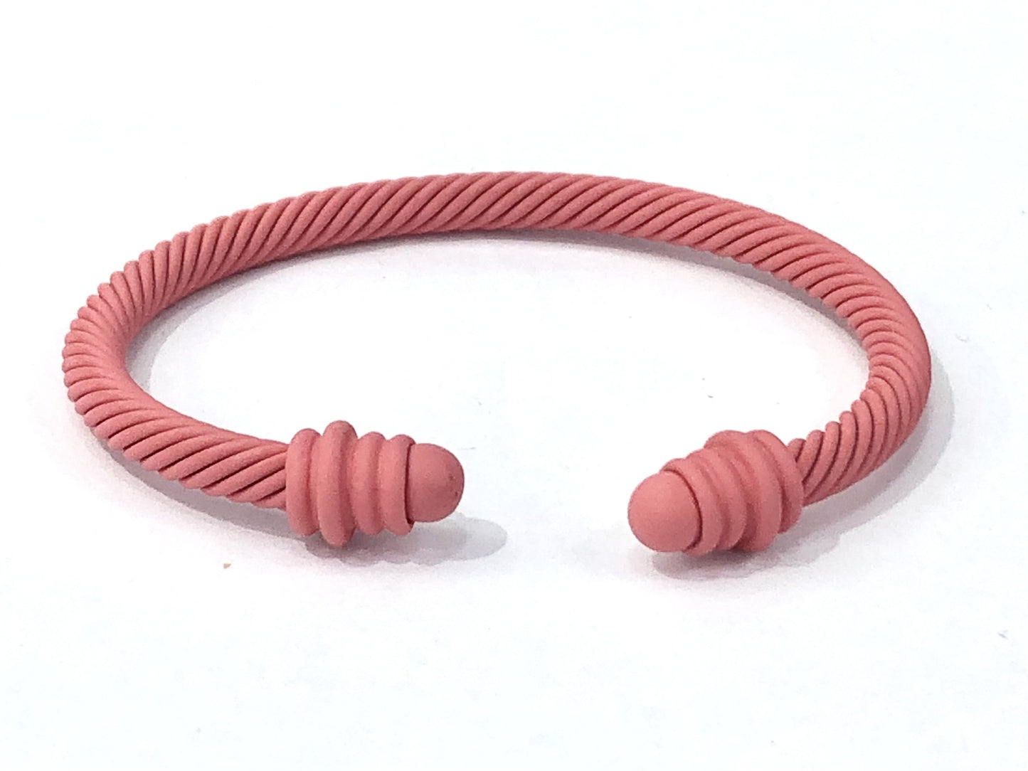 Simple Spiral Stripe Matte Color Open Cuff Bracelet for Women