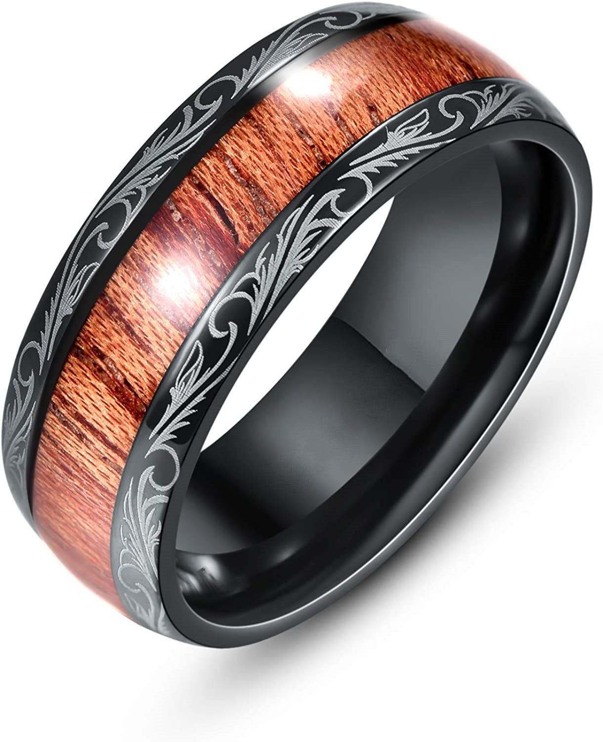 Elegant Black Wood Grain Ring - European Fashion Design