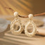 Bohemian Rattan Circle Braid Straw Drop Earrings for Vacation