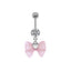 Elegant Heart Shape Butterfly Bow Knot Zircon White Gold Plated Belly Ring