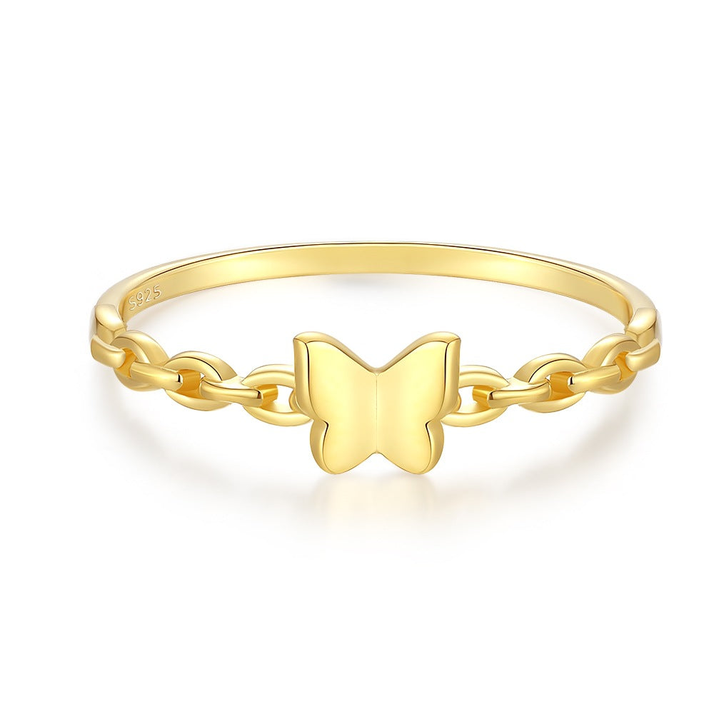 18K Gold Plated Sterling Silver Butterfly Stacking Ring