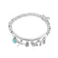 Turquoise Silver Plated Charm Bracelet with Tassel and Horseshoe Clover Design