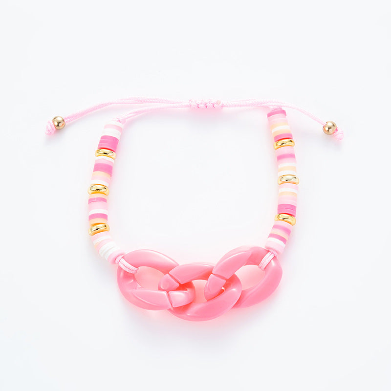 Colorful Adjustable Acrylic Rope Knitting Unisex Bracelet for Kids and Adults