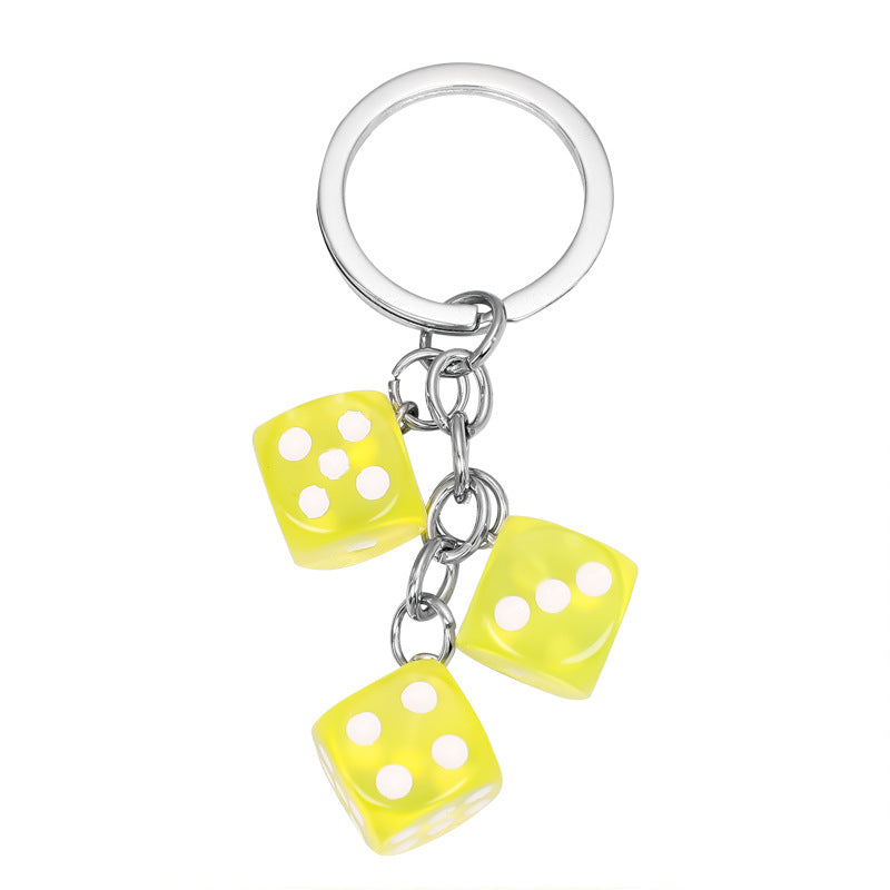 Dice Shaped Resin Keychain Accessory